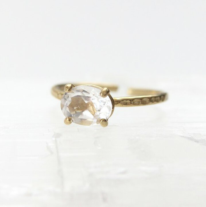 楽天市場】クリスタル（天然水晶）一粒 リング 指輪 （オーバル 横  