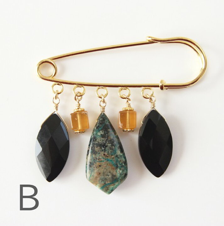 楽天市場】【SALE】各1点もの 天然石 ジャラジャラ ブローチ ピン 