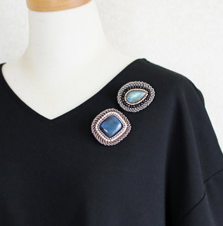楽天市場】1点もの ラブラドライト ブラックスピネル ビーズ 刺繍 