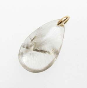 プラチナルチルクォーツ(ブルッカイトインクォーツ)ペンダントトップ(ペアシェイプ)ネックレス チャーム 天然石アクセサリー レアストーン 希少 パワーストーン ジュエリー シンプル