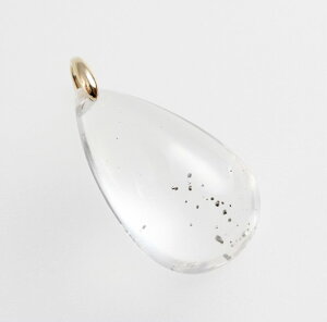 1点もの パイライトインクォーツ ペンダントトップ(ペアシェイプ C)ネックレス 天然石 アクセサリー パワーストーン ゴールドバチカン 大粒 希少 銀河 高品質 透明度抜群 レアストーン