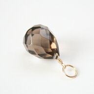 【再入荷】スモーキークォーツ ペンダントトップ（大粒 ブリオレットカット）ネックレス チャーム 14KGF …