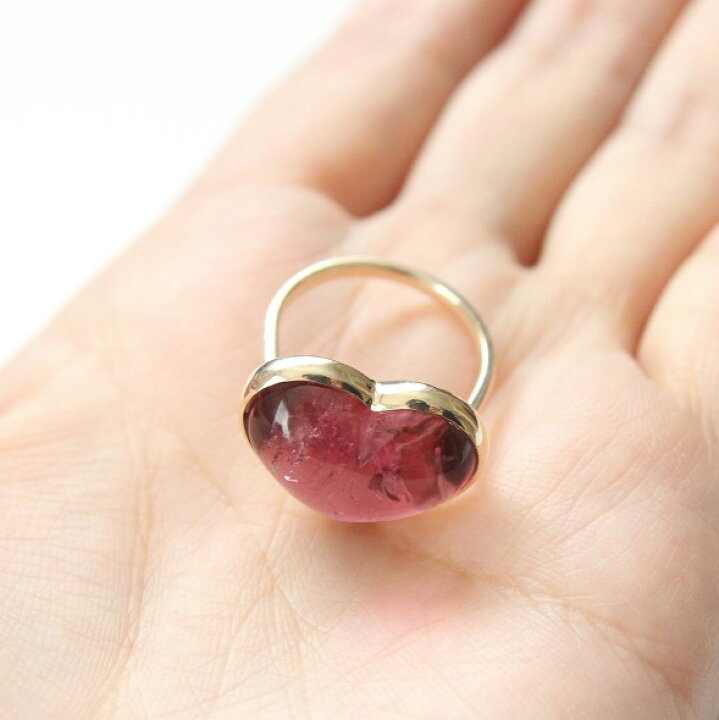 楽天市場】1点もの K10 ピンクトルマリン リング（ハート）指輪 13.5ct 