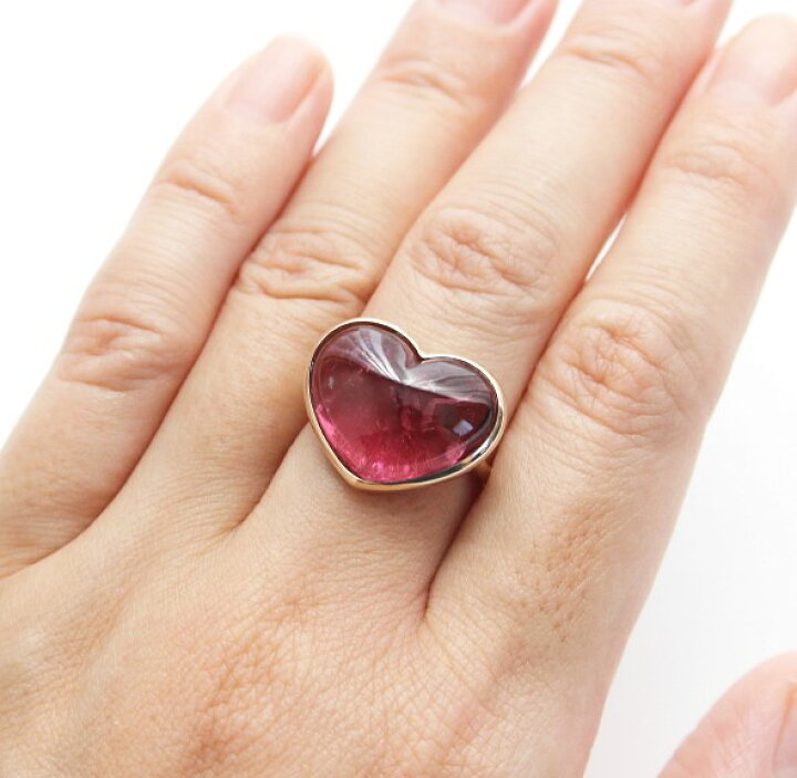 楽天市場】1点もの K10 ピンクトルマリン リング（ハート）指輪 13.5ct  