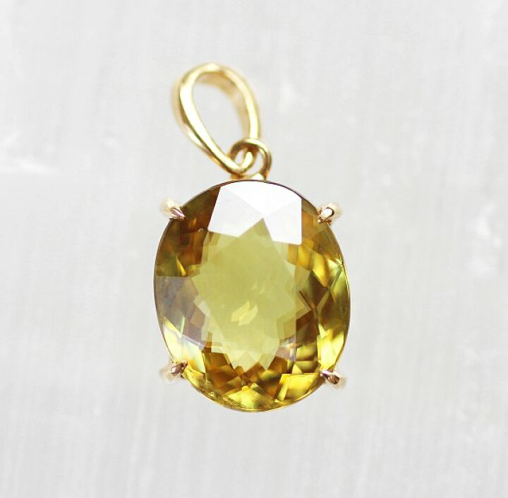 楽天市場】スフェーン ペンダント トップ K18（オーバル）4.35ct 大粒 