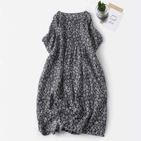 ロングワンピース 花柄ワンピース 綿麻風 レディース 大きいサイズ リネン コットン ロングワンピース エスニック リゾート ワンピ フレア 森ガール 総柄 リゾートワンピース