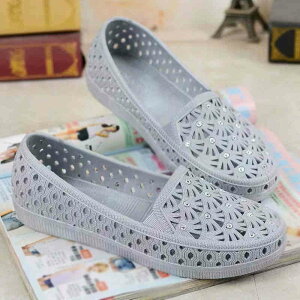 ソフトメッシュシューズ レディース ラバー サンダル 女性 婦人 ローヒール ぺたんこ 靴 くつ シューズ パンプス ローファー 女性 軽量 網目 ゴム 柔らかい 無地 シンプル PVC