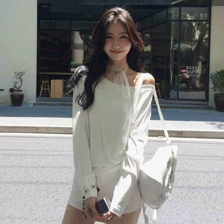 楽天市場】ワンショルダー Tシャツ レディース 長袖 オフショルダー 肩 