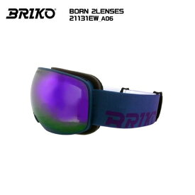 2024-25 BRIKO（ブリコ）BORN 2LENSES（ボーン 2レンズ）/ 21131EW-A06/グリーンパープル- 球面ダブルレンズ【スキースノーゴーグル】【数量限定】