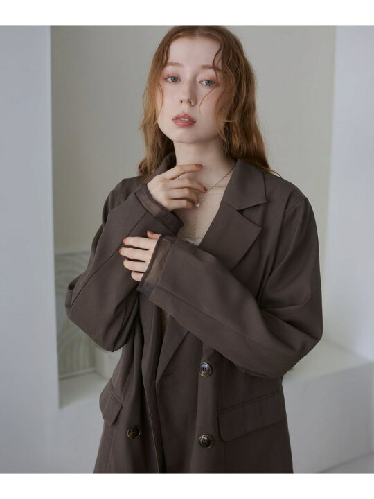 楽天市場】【SALE／24%OFF】シアー切替ダブルテーラードジャケット Bab 