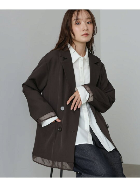 楽天市場】【SALE／24%OFF】シアー切替ダブルテーラードジャケット Bab 