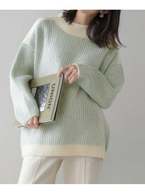 【SALE／29%OFF】配色リブ編みニット Bou Jeloud ブージュルード トップス ニット ブラウン グリーン ネイビー レッド【RBA_E】【送料無料】[Rakuten Fashion]