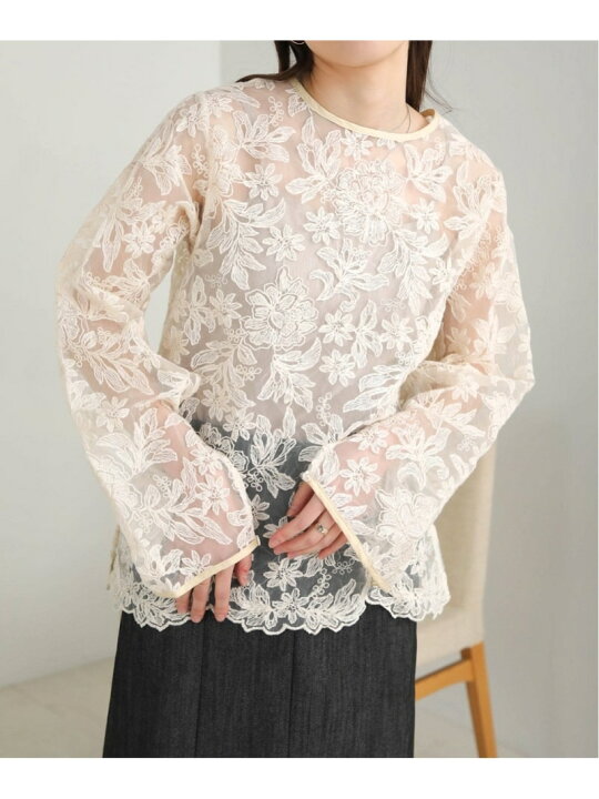 楽天市場】【SALE／50%OFF】シアーエンブロイダリーレース2WAYブラウス  