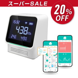 【スーパーSALE 6/4(木)20時スタート!】eAir3 二酸化炭素濃度計 リンクジャパン 温湿度計 CO2測定器 CO2センサー 二酸化炭素センサー ワイヤレス 充電式 NDIRセンサー CO2濃度測定器 多機能 温度 湿度 小型 換気提示高精度 アラート機【HomeLink対応】送料無料