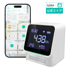 【開店セール・20％OFFクーポン】 二酸化炭素濃度計 リンクジャパン CO2測定器 CO2センサー 二酸化炭素センサー ワイヤレス 充電式 NDIRセンサー CO2濃度測定器 多機能 温湿度計 温度 湿度 小型 換気提示 濃度測定 co2モニター 高精度 アラート機【HomeLink対応】送料無料