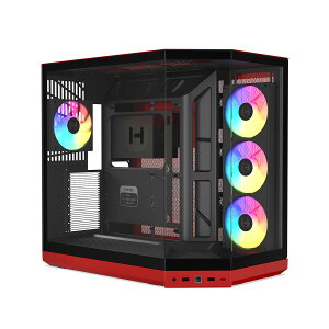 HYTE PC�P�[�X Y50 RGB �u���b�N/���b�h �X�����x�[����3�ʃp�m���}�K���X�𓋍ڂ����~�h���^���[PC�P�[�X HYTE Y50 RGB Black Cherry (�u���b�N�`�F���[)