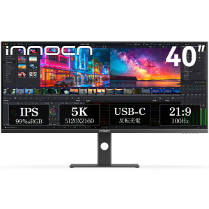 INNOCN 40�C���` 5K2K(5120×2160) 100Hz�Ή� 21:9 �E���g�����C�h���j�^�[ 40C1U (IPS�bHDMI 2.1�bDP 1.4�b�X�s�[�J�[�����b�t���b�J�[�t���[�b�㉺���~/�X�C�[�x��)
