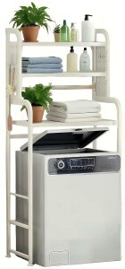 洗濯機ラック 3段 ランドリー収納棚 有孔ボード付き 3段階高さ調節 ランドリーラック 伸縮幅約51-78CM バスルーム、寝室、バルコニーの乾燥用 組み立てが簡単 組立説明書付き(ホワイト,78*35*