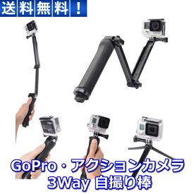 GoPro 対応 アクセサリー 3Way 自撮り 自撮り棒 一脚 防水仕様 調節可能 折りたたみ GoPro Hero 6/5/4/3/3+/2 SJCAM 4000/5000/6000