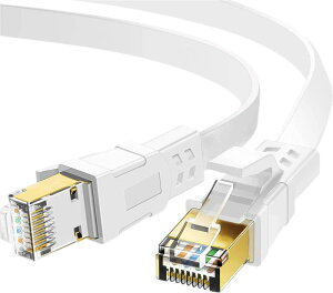 LAN�P�[�u�� 20m Cat7 �z���C�g�A�C�[�T�l�b�g�P�[�u�� �E���g���t���b�g�P�[�u�� ���� STP �ܐ܂�h�~ RJ45�R�l�N�^ �M�K�r�b�g10Gbps/600MHz �����b�L�R�l�N�^