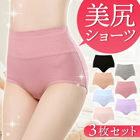 【お得クーポン配布中】【送料無料】レディースショーツ ショーツ 女性用 下着 ハイウエスト 深め 深履き 桃尻 温活 3枚セット