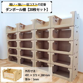 ダンボール ダンボール棚 収納ボックス ピッキングボックス スタッキング 5段 段ボール レンゴー (20枚セット) スタッキングコンテナ 段ボール 段ボール収納ラック 重ねられる収納ボックス 5段収納ケース 収納ボックス5段 まとめ買い 業務用 セット 段ボールラック スタック