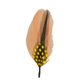 帽子の羽根飾りL/ベージュ（黄色いドット・差し色ブラウン） 【帽子】【楽ギフ_包装】