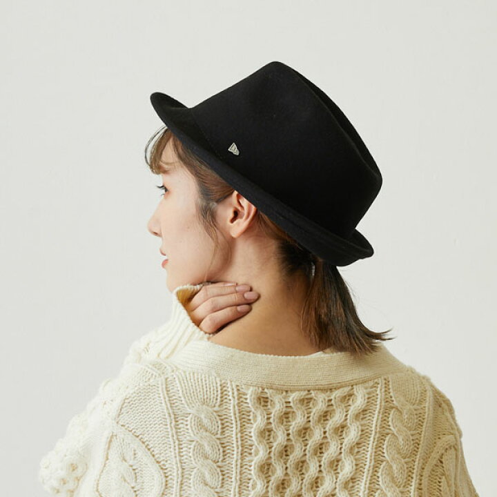 ニューエラ ハット The Trilby ウール トリルビー フェルトハット ブラック メンズ レディース 中折れ帽 女 男 紳士 黒 64 Off The