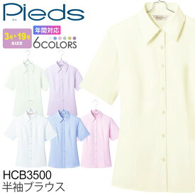 【P5倍】 Pieds 半袖ブラウス HCB3500 レディース 事務服 【通年】 女性用 オフィスウェア 制服 仕事服 腕を上げやすい ブラウス シャツ ノーアイロン ピエ ストレッチ 半シャツ かわいい 上品 きれいめ アイトス aitoz