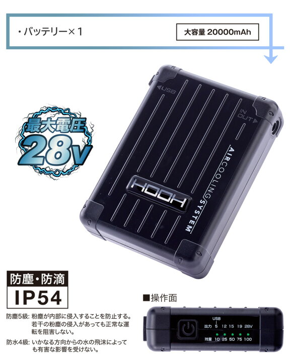 楽天市場】【P10倍】 HOOH 快適ウェア用ファン・バッテイリーセット 