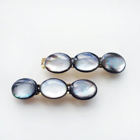 黒蝶貝の6cmバレッタ　～Diamanteジュエリー アクセサリー シンプル ハンドメイド プレゼント ギフト 黒蝶貝 バレッタ ヘアアクセサリー 入学式 誕生石 母の日 誕生日