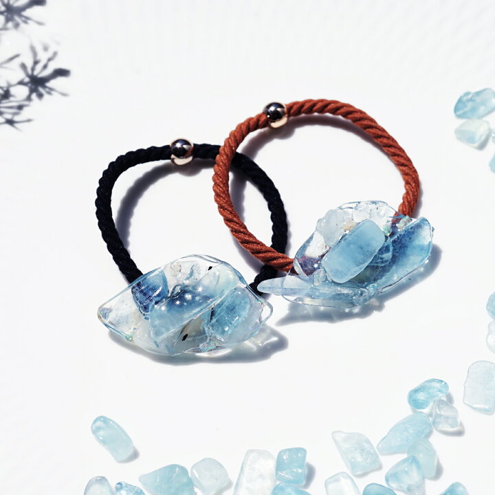 楽天市場】アクアマリンの原石による氷河たゆたうヘアゴム ～Glaciar 