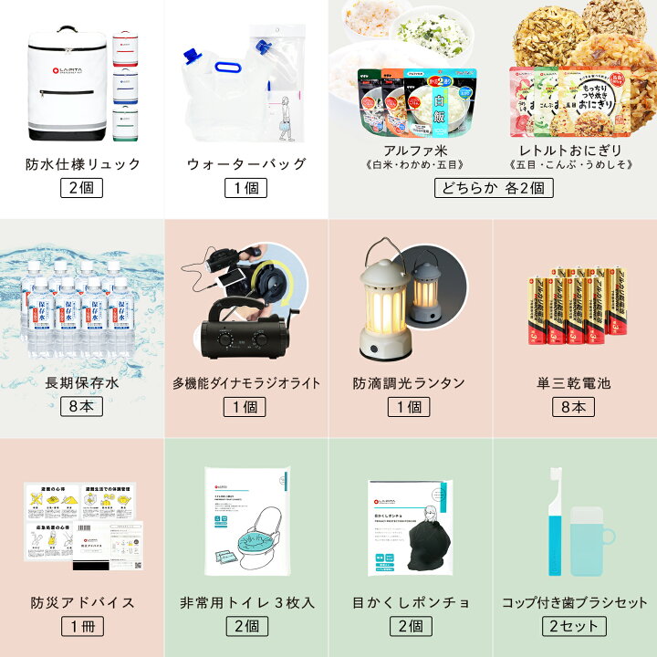 楽天市場】防災セット ラピタ プレミアム 2人用 防災グッズ 防災 