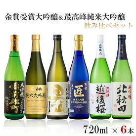 【送料無料】金賞受賞 大吟醸&日本酒の最高峰 純米大吟醸が入った贅沢な飲み比べセット 720ml×6本【北海道・東北・四国・九州・沖縄県は必ず送料がかかります】