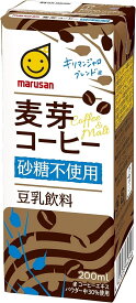 【送料無料】マルサン 豆乳飲料 麦芽コーヒー砂糖不使用 200ml×3ケース/72本