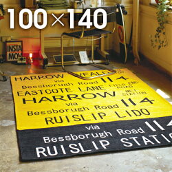 ヴィンテージビンテージカーペットラグマット絨毯英字文字ロゴお洒落トレーノ約100×140cm【】