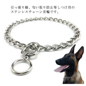 犬 首輪 ステンレス チェーン 引っ張り しつけ用 訓練 トレーニング 大型犬 簡単装着 中型犬 訓練用首輪 犬用品