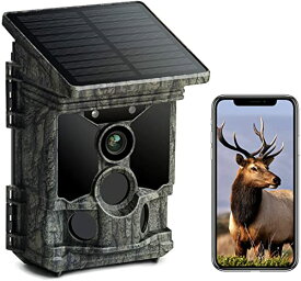 トレイルカメラ ソーラー 120°撮影範囲 WIFI機能 30FPS 4K&46MP IP66防水 トリガー0.1秒