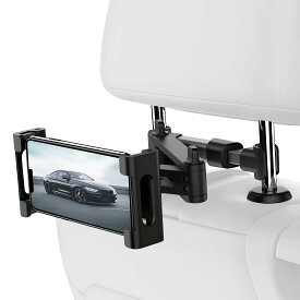 タブレットホルダー 車 車載ホルダー iPad 向け ヘッドレスト 後部座席 伸縮アームスタンド 伸縮調整 360度回転 4.7～12.9インチ