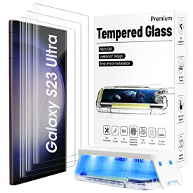 【革新設計・UVフィルム】HJCE Galaxy S23 Ultra ガラスフィルム 3D曲面 指紋認証対応 【3枚セット】9H硬度 ギャラクシ
