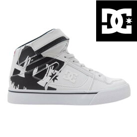DC SHOE ディーシィーシューズ PURE HIGH-TOP SE EV SNDK244004 ホワイト/ブラック(HKG)ジュニア ピュアハイトップ ハイカット スケボー ダンスシューズ マジックテープ 紐なし 履きやすい