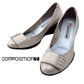 composition9 コンポジションナイン CP2611 ゴールドコンフォートシューズ バレエシューズ ビジュー飾り婦人靴 ウエッジヒール (GD)