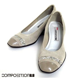 composition9 コンポジションナイン CP2700 ゴールドコンフォートシューズ バレエシューズウェッジヒール婦人靴 ベルト飾り ウエッジヒール6cmヒール スタイリッシュコンフォート パンプス