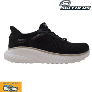 SKECHERS �X�P�b�`���[�Y �X���b�v�C���Y BOBS SQUAD CHAOS 117497W �u���b�N/�S�[���h(BKGD) ���f�B�[�X �{�u�X �X�|�[�g �X�N���b�h �J�I�X �n���Y�t���[ ����@�􂢉� �X�j�[�J�[ �X���b�|��