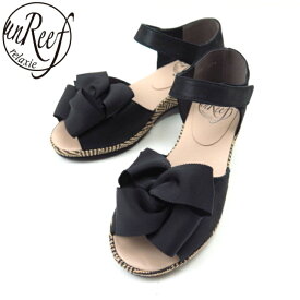 unReef アンリーフ UR4092 ブラック(B)レディース サンダル ベルクロ ストラップ リボン飾り おしゃれ 軽量 靴 カジュアル シンプル かわいい