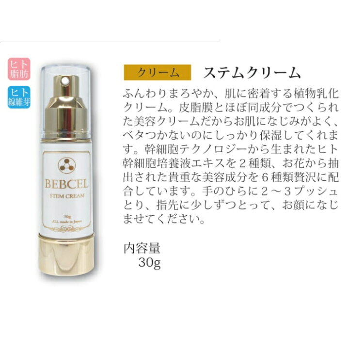 楽天市場】BEBCEL ベビセル ステムクリーム 美容クリーム 送料無料 