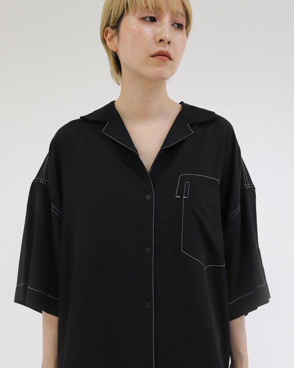 楽天市場】Stitch Open Collar Shirt : lit online store lit Pocket Open Collar Shirt ブラック
