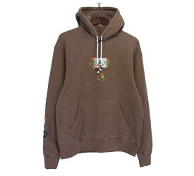 エア ジョーダン AIR JORDAN × トラヴィススコット ブランド Travis Scott Brand ■ 22AW 【 M J TS Hoodie 】 ストーン ロゴ バック プリント 袖 刺繍パッチ プルオーバー フーディ パーカー　ブラウン　サイズM　f21577【中古】