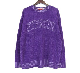 シュプリーム supreme ■ 24SS 【 Contrast Arc Sweater 】 コントラスト アーク ロゴ デザイン ニット セーター　パープル　サイズXL　32668　【中古】