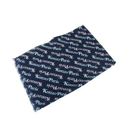 【新入荷】 ケンゾー KENZO × ヴェルディ VERDY ■ 【 KENZOGRAM COTTON SCARF FE58EU720PEE 】 ジャガード 総柄 ロゴ デザイン ストール ネイビー 32960【中古】